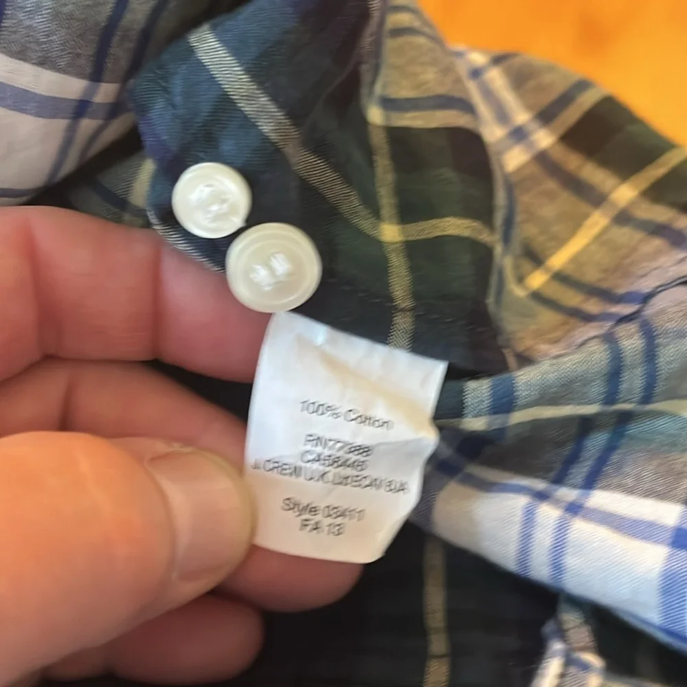 J. Crew perfect fit shirt size large dress Gordon plaid tartan style 03411